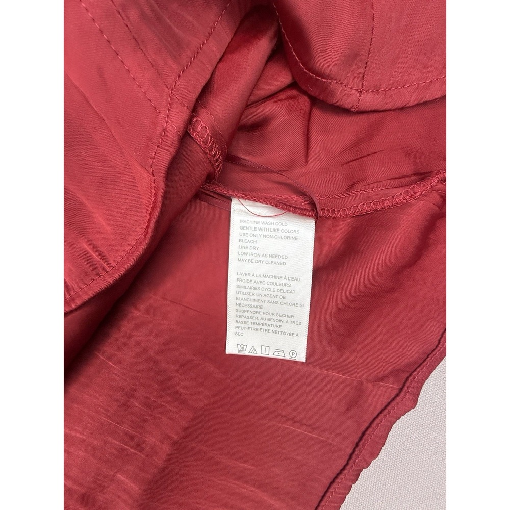 Free People Top Womens Medium Red Black Long Sleeve Evening Satin Open Tie Back - Picture 10 of 11